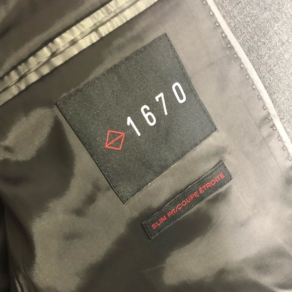 1670 Medium Gray Slim Fit Suit Jacket Various Sizes New With Tags - Picture 3 of 7